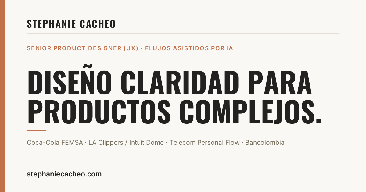 Tarjeta para compartir en redes con el titular Diseño claridad para productos complejos